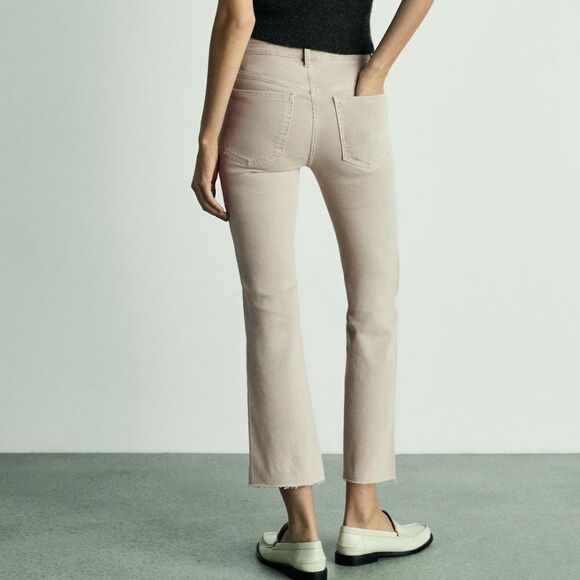 Mango Sienna flared cropped jeans size 10 In Army Green - Picture 5 of 15